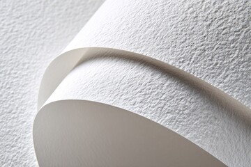 Close-up of textured white paper sheets curled and overlapping