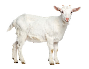 Fototapeta premium White Goat in Side Profile – Isolated on White Background