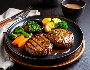 Grilled Steak Dinner with Vegetables.