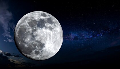 Fototapeta premium Full moon, night sky, milky way