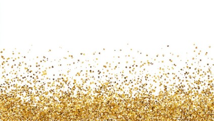 Gold glitter confetti scattered across bottom of a white background