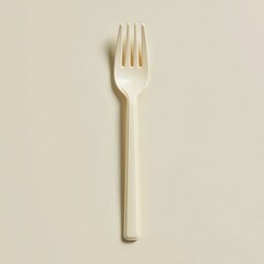 Single White Fork Isolated on Light Background Ideal for Kitchen Utensil or Food Photography Use
