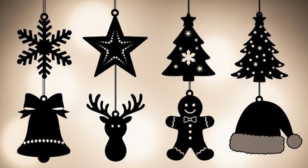 Elegant Christmas Ornament Silhouettes: A Festive Collection