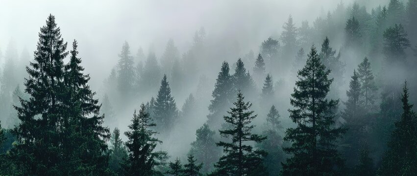 Misty forest canopy