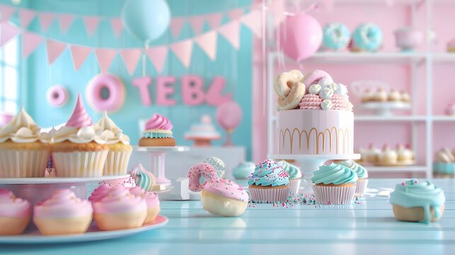 dessert shop banner mockup cupcakes