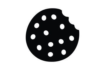 Cookie vector silhouette, Bitten cookie with chips icon vector