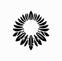 Obraz premium Tribal Feather Headpiece Silhouette – Indigenous Culture Vector