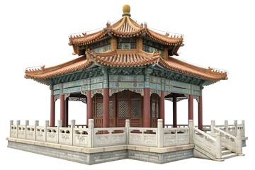 Fototapeta premium Ornate traditional chinese pavilion with multi tiered roof and decorative details