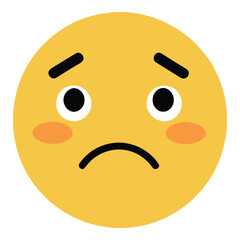 Fototapeta premium Vector sad emoji face, symbolizing sadness, disappointment, negative feedback, and emotion.
