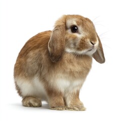 A light brown rabbit, sitting, looking forward