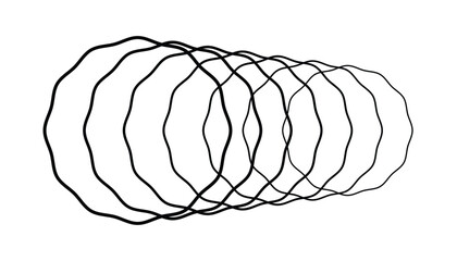 Wavy Circles Pattern: Black Outline Design Element on White Background Visual Display.