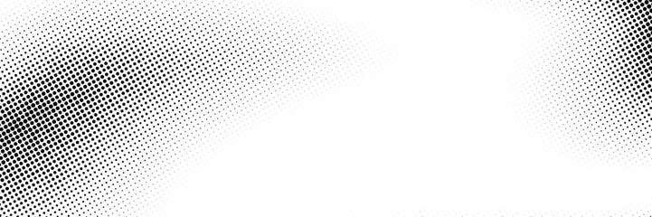 Fototapeta na wymiar Grunge halftone gradient. Distressed vanishing grit noise background. Retro pixelated bitmap backdrop texture. Black and white sand wallpaper. Vector textured gritty surface. Anime manga comic overlay