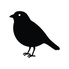 Obraz premium Silhouette of a small bird standing on the ground in black and white