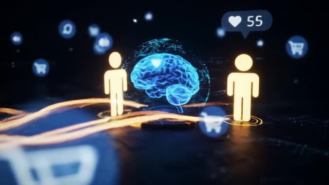 Marketing Technology Animation Showing AI-Driven Customer Targeting