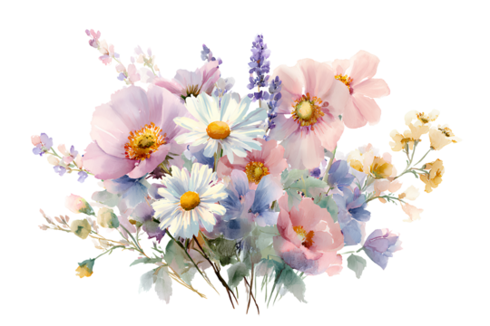   Single Bloom Watercolor Rose with Subtle Gradient Petals, Minimalist Style, Isolated on Transparent Background