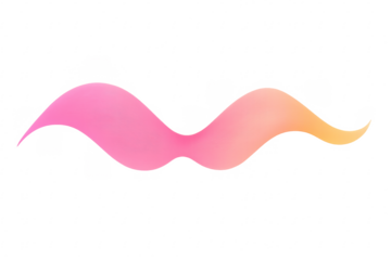 Pink and orange gradient wave flowing on transparent background