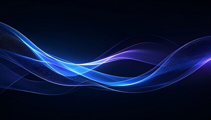 Blue Glowing Waves Abstract Background.