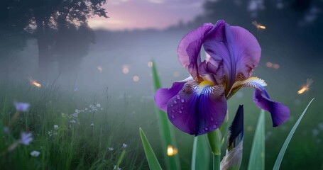 purple iris in the morning