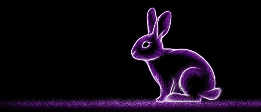 A stylized, glowing purple rabbit silhouette sits against a dark background, evoking a sense of whimsy and intrigue. - Powered by Adobe