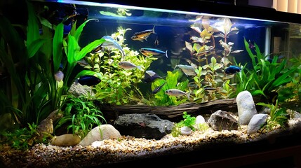 Obraz premium Dreamy green plant fish aquarium