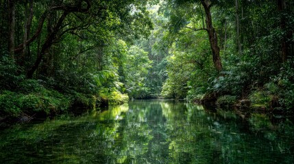 Peaceful forest waterway scene
