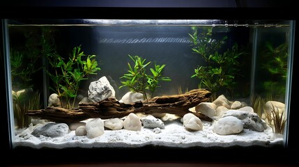 Dreamy green plant fish aquarium