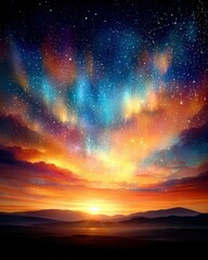 Fototapeta premium Aurora borealis glowing in the night sky with vibrant colors from a solar storm in stunning photorealistic detail.