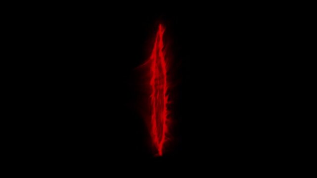 Red portal on black background, lateral side view. Loopable sci-fi or magic VFX