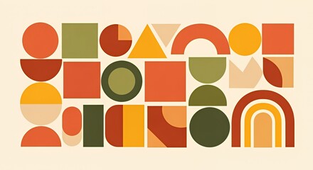 Geometric Autumnal Abstract Art Composition