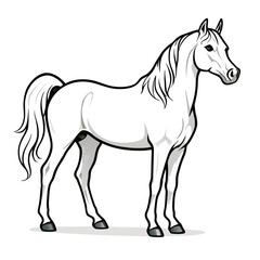 Obraz premium Elegant white arabian horse standing still with flowing mane and tail