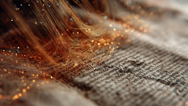  Macro shot of a sealed parchment document secured with a complex glowing cryptographic seal made of light and algorithms. Encryption concept.