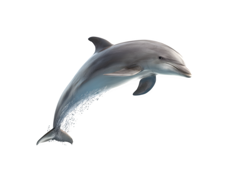 A dolphin leaps out of the water in an energetic display