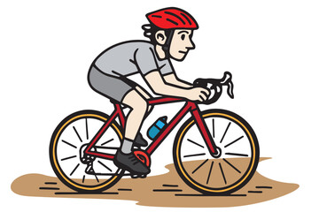 Obraz premium Vector drawing of male road bike cyclist, colorful theme, playful vibrant tones, dynamic motion, stylish modern design, energetic sporty decorative artwork.