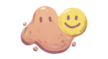 Cartoon Blob Character with Smiley Face Companion Illustration.