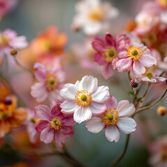 Fototapeta premium Stunning anemone flowers blooming in vibrant colors, perfect for beauty and wellness projects