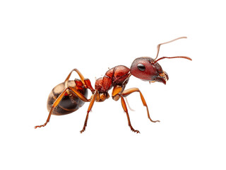 A close-up view of a red ant