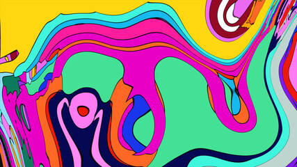 Colorful, abstract, fluid, and geometric background for a music festival