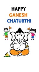 Fototapeta premium Happy Ganesh Chaturthi Kids Cartoon Drawing