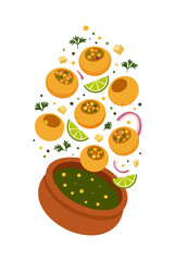 Pani Puri - Indian Street Food Illustration