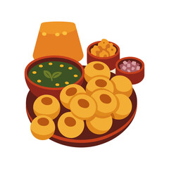 Pani Puri - Indian Street Food Illustration