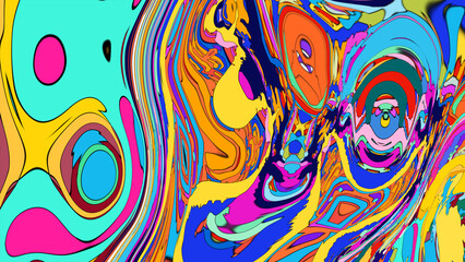 Colorful, abstract, fluid, and geometric background for a music festival