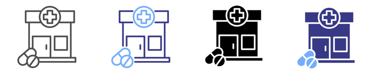 Obraz premium pharmacy icon set multiple style