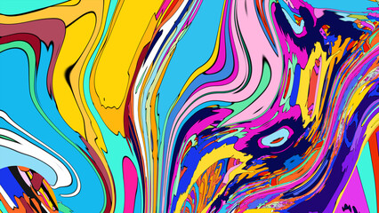 Obraz premium Close up of swirling vibrant colors creating an abstract fluid, and psychedelic pattern design effect