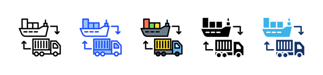 Fototapeta premium Export & Import Icon Collection With Multiple Styles