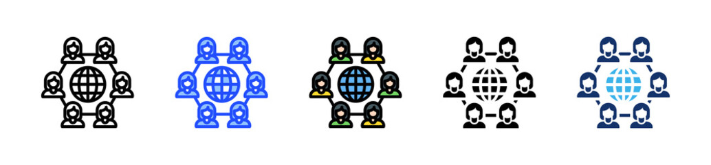 Corporate Network Icon Collection With Multiple Styles