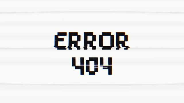 Error 404 Warning message. computer hacking error message. glitched background effect. 4k video resolution