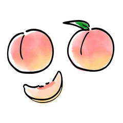 桃ののシンプルな手描きイラスト