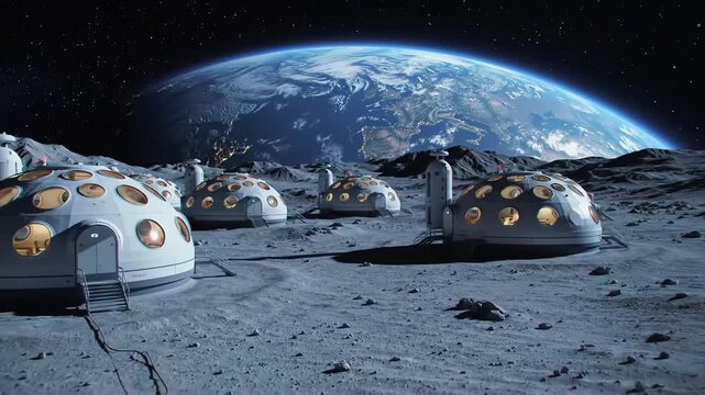Lunar Colony Futuristic Habitats on the Moon's Surface - A Vision of Space Exploration