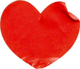 red heart shape sticker isolated on white background