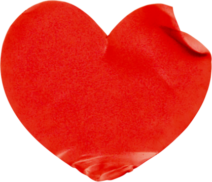 red heart shape sticker isolated on white background